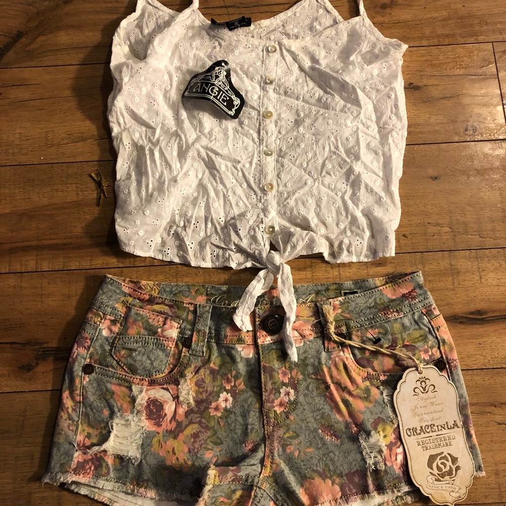 NWT Floral Jean Shorts